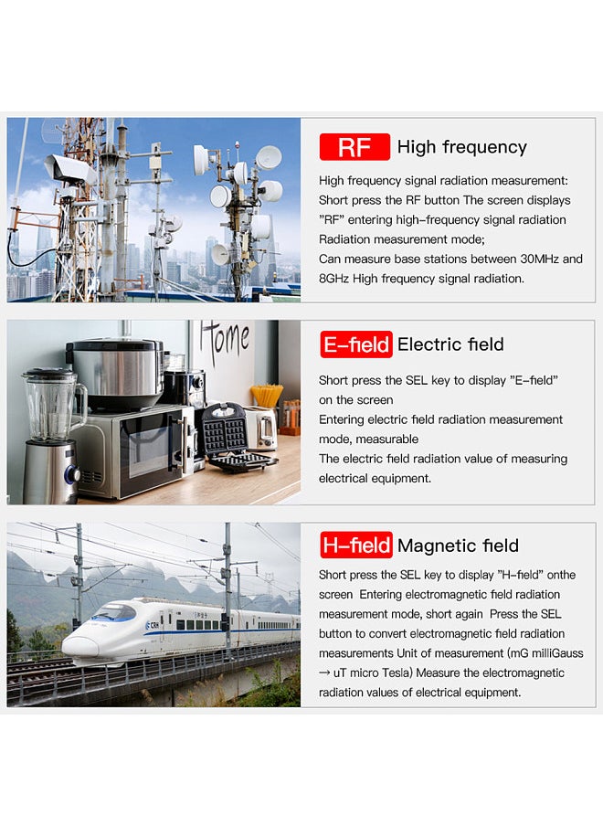 MESTEK Electromagnetic Radiation Meter Magnetic Field Radiation Instrument Strength Interference Electromagnetic Radiation Detector Radio Frequency  - Image 4