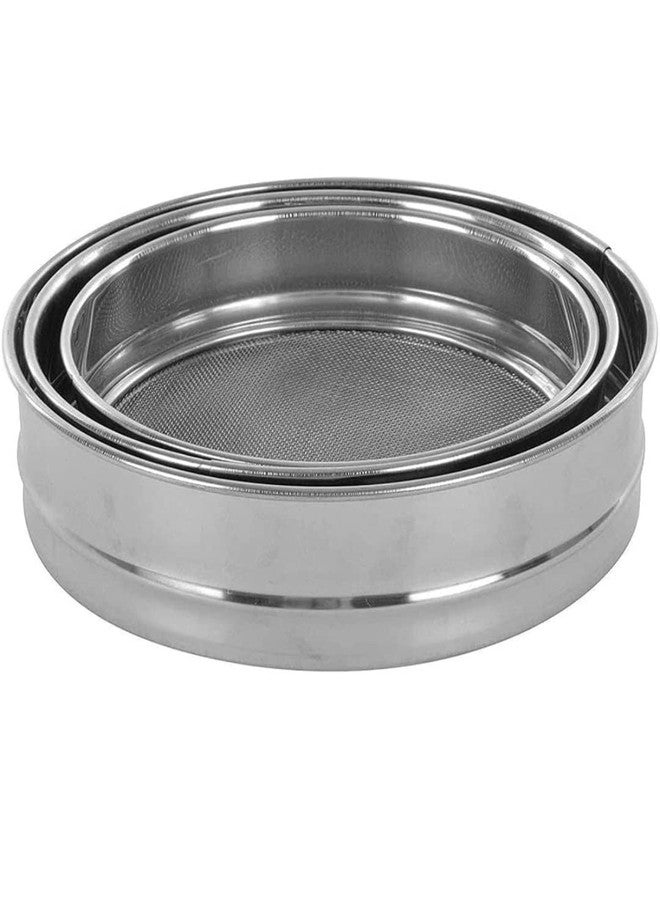 DESCTIDY Set of 3 Stainless Steel Flour Chalni,Spices,Food Strainers,Atta Chalni,Sieve Set of 3 Pcs (Fine Mesh) - Image 3