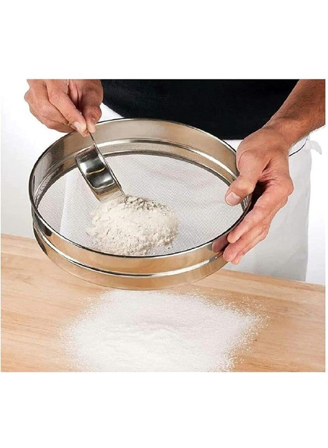 DESCTIDY Set of 3 Stainless Steel Flour Chalni,Spices,Food Strainers,Atta Chalni,Sieve Set of 3 Pcs (Fine Mesh) - Image 5