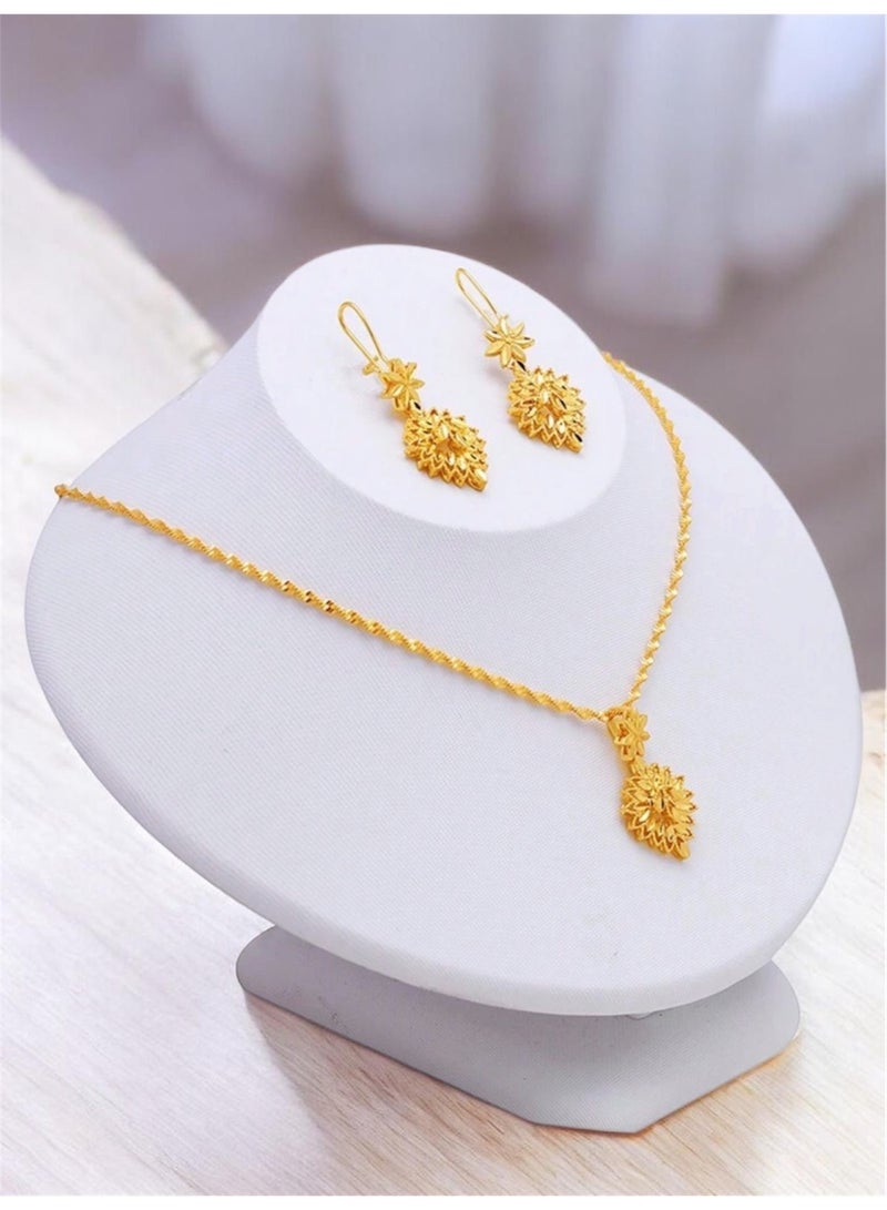 GOLDMAX 21k Gold Plated Necklace & Earrings Jewelry Set For Women With Gift Box - Image 2