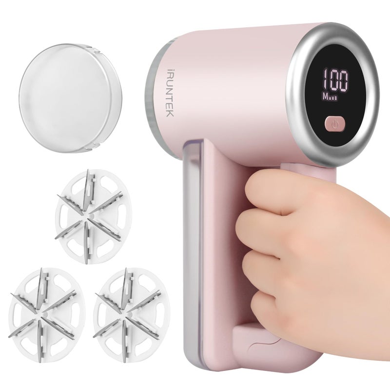 iRUNTEK iRUNTEK Rechargeable Fabric Shaver3Speed Lint Shaver with LED Display  Large Lint BinSweater Shavers to Remove Pilling  FuzzLint Remover for Clothes  Furniture with TypeC Fast Charging Pink