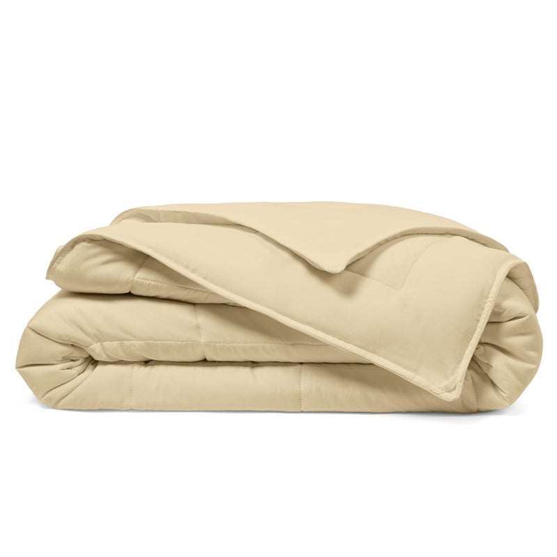 Cosy House Collection Cosy House Collection Luxury Down Alternative Comforter  Rayon Derived from Bamboo  Bedroom Essentials  All Season Use  Box Stitch Construction  Duvet Loops KingCal King Tan 