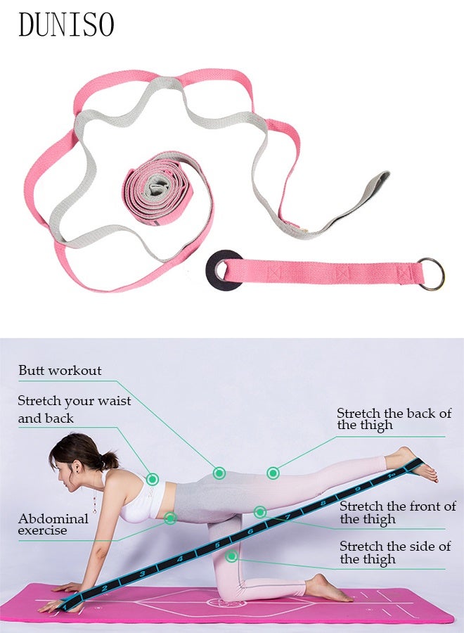 DUNISO Yoga Strap with Loops, Yoga Stretching Strap for Home Workout, Exercise, Pilates and Gymnastics Non-Elastic Stretch Strap Stretch Band Belt for Women & Men - Image 2