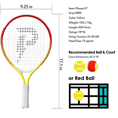 PIKASEN 17" Kids Tennis Racket Best Starter Kit for Kids Age 4 and Under with Shoulder Strap Bag and Mini Tennis Racket Toddler Tennis Raquet (Pink) - Image 2