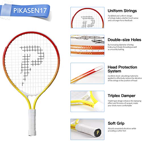 PIKASEN 17" Kids Tennis Racket Best Starter Kit for Kids Age 4 and Under with Shoulder Strap Bag and Mini Tennis Racket Toddler Tennis Raquet (Pink) - Image 4