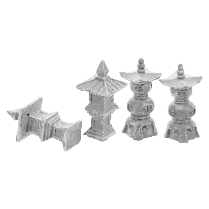 4pcs Vintage Resin Pavilion Model Miniature Garden Decoration Landscape Adornment Sand Table Landscaping Prop Bonsai Decoration - Image 4