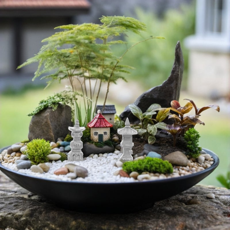 4pcs Vintage Resin Pavilion Model Miniature Garden Decoration Landscape Adornment Sand Table Landscaping Prop Bonsai Decoration - Image 5