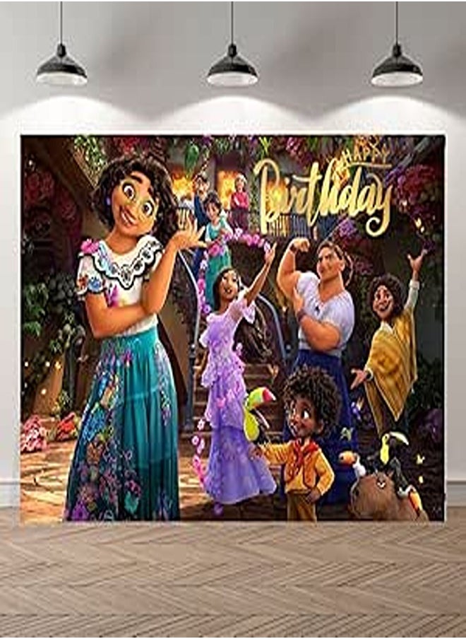 Encanto Birthday Party Backdrop Supplies Cartoon Kids Birthday Banner Encanto Party Decorations Photography Background 5x7 Ft 