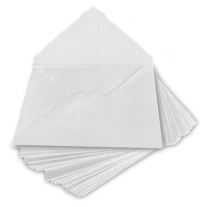 Wanderings Handmade White Deckle Edge Envelope - 4.25x6.25" - Package of 25 Cold Press Sheets - for Announcements Wedding Invitations Greeting Cards Crafts - Thick 150 GSM - Image 1