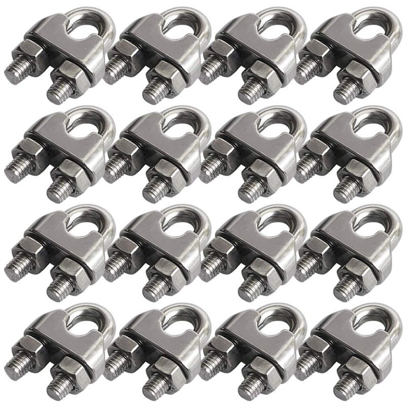 Cozihom 16 Pack 1/4 Inch M6 Wire Rope Cable Clip Clamp  304 Stainless Steel  Wire Rope Clip  U Bolt Saddle Fastener. - Image 1