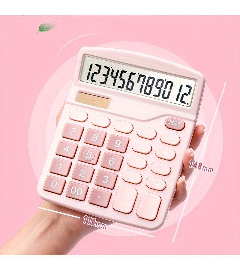 12 Digit Solar Dual Power Desk Calculator For School Office Finance Accounting Auto Power Off Dark Chocolate - Image 3