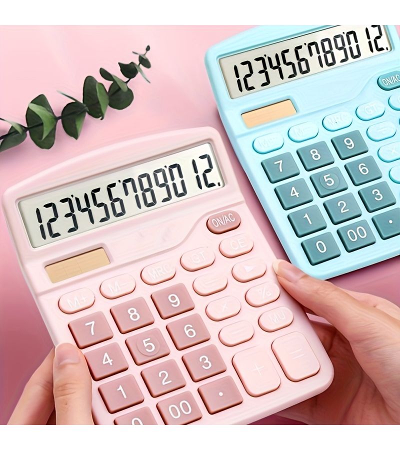 12 Digit Solar Dual Power Desk Calculator For School Office Finance Accounting Auto Power Off Dark Chocolate - Image 4
