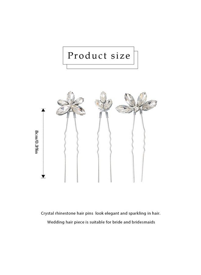 JAKAWIN Rhinestone Bride Wedding Hair Pins Silver Crystal Hair Piece Bridal Hair Accessories For Women And Girls (Pack Of 3) Hp178  - Image 3