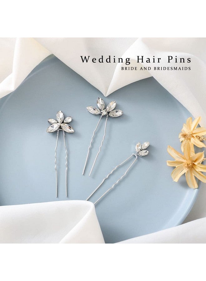 JAKAWIN Rhinestone Bride Wedding Hair Pins Silver Crystal Hair Piece Bridal Hair Accessories For Women And Girls (Pack Of 3) Hp178  - Image 2