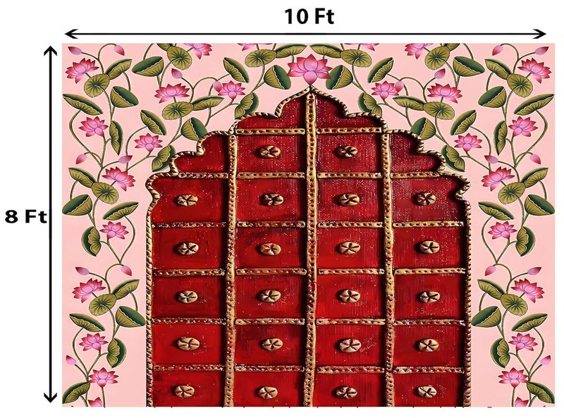 DHARA CREATION Dhara Creation Door Entrance Art 8ft 10ft Backdrop Wedding Decoration Curtain Cloth Pooja Decoration for Festivals and Celebrations Washable Fabric - Image 2