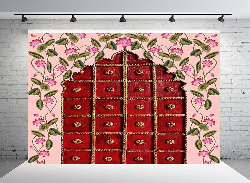 DHARA CREATION Dhara Creation Door Entrance Art 8ft 10ft Backdrop Wedding Decoration Curtain Cloth Pooja Decoration for Festivals and Celebrations Washable Fabric - Image 1