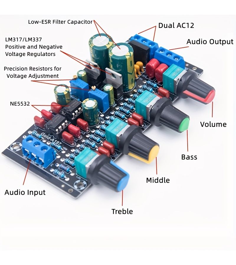 1pc NE5532 Preamplifier Tone Board Dual Precision Voltage Regulation High Fidelity Preamp Module - Image 4