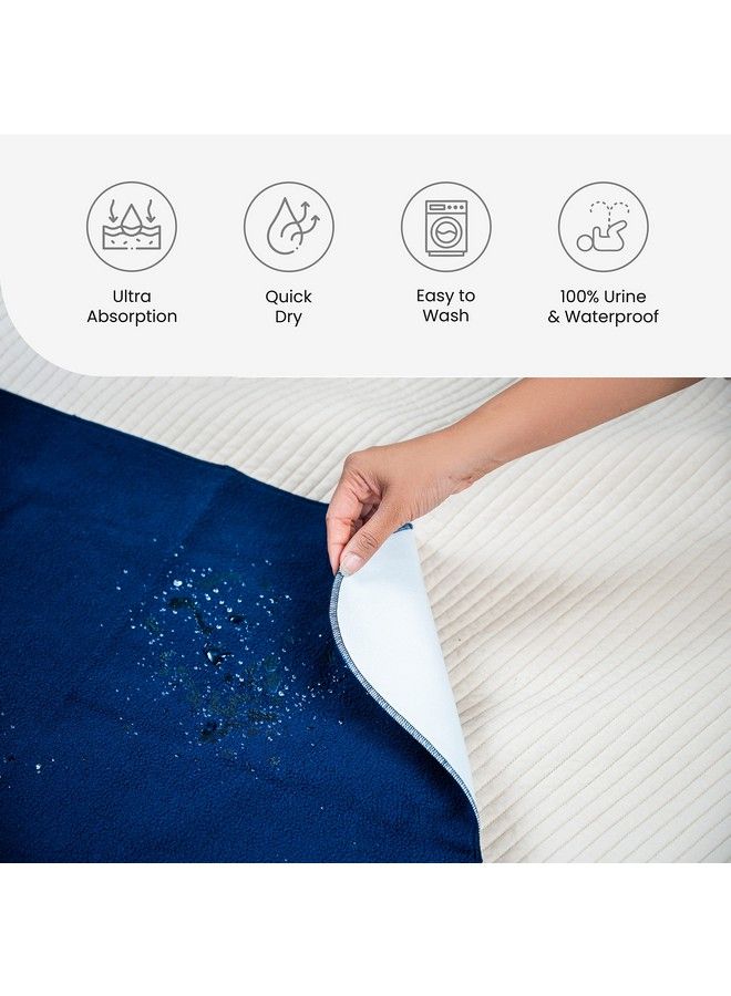 MY ARMOR Cotton Bed Protector Waterproof For Baby Large Size 100X140 Cm With Interlocked Border Pack Of 1 Royal Blue - Image 4