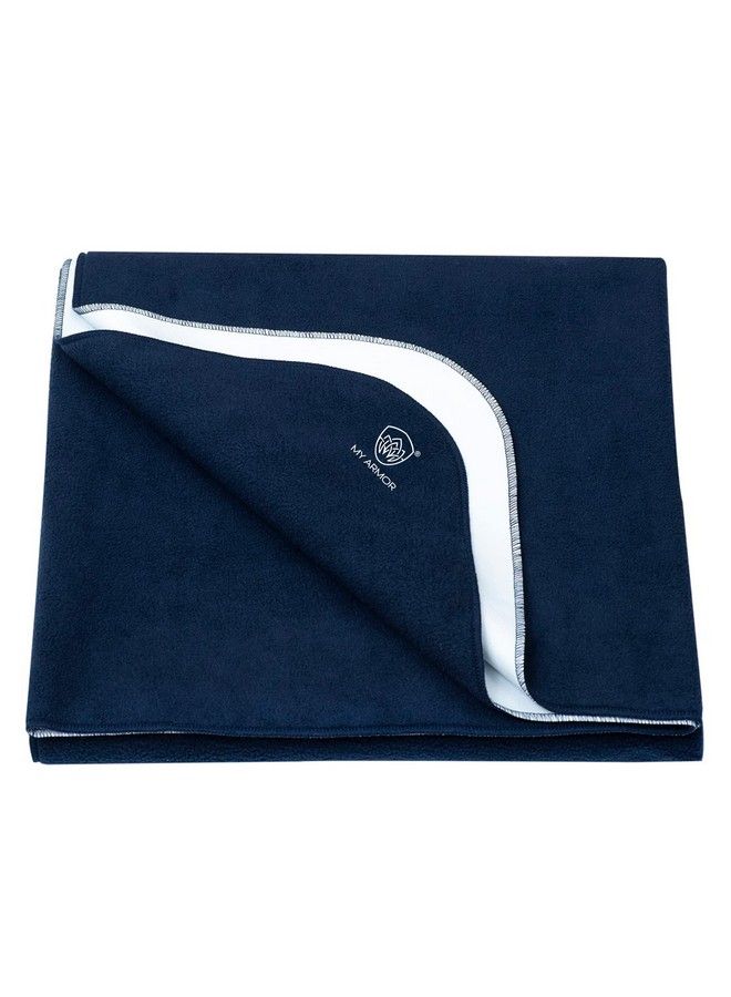 MY ARMOR Cotton Bed Protector Waterproof For Baby Large Size 100X140 Cm With Interlocked Border Pack Of 1 Royal Blue - Image 1