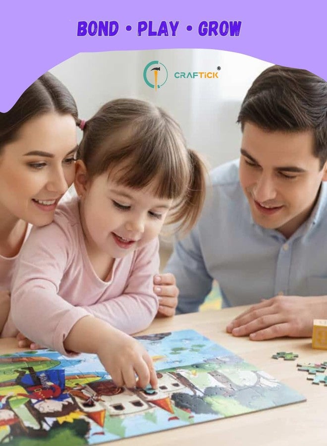 أحجية الصور المقطوعة من كرافتيك® للأطفال، مجموعة واحدة متعددة الألوان للملك والملكة | هدية تذكارية | أحجية مثالية للأيدي الصغيرة | لعبة مسلية للأطفال من عمر 6 سنوات فما فوق - Image 4