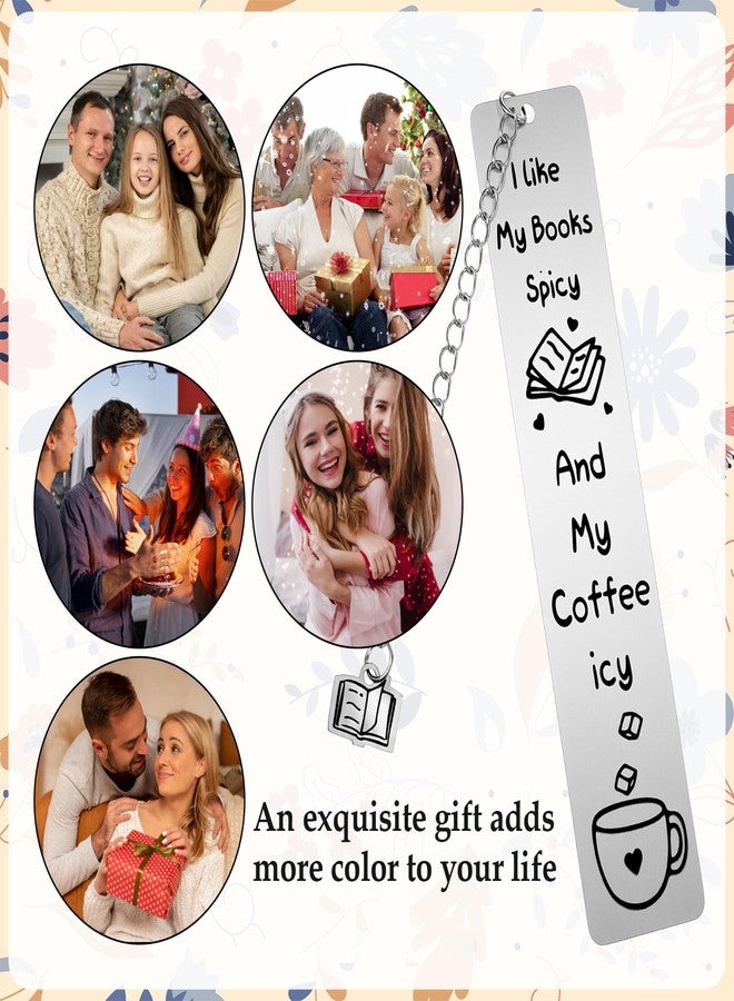 Larrel Funny Bookmark for Women, Silver Stainless Steel Bookmark with Black Gift Box, Cute Bookmarks Gift for Book Lovers, Coffee Lovers, Writer, Teacher, Student (I Like My Books Spicy and My Coffee ICY) - Image 3