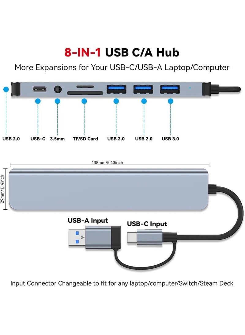 Plug and play 8-in-1 USB-C docking station with aluminum shell, perfect for extending your MacBook, iPad, and laptop ports in one compact hub - Image 5