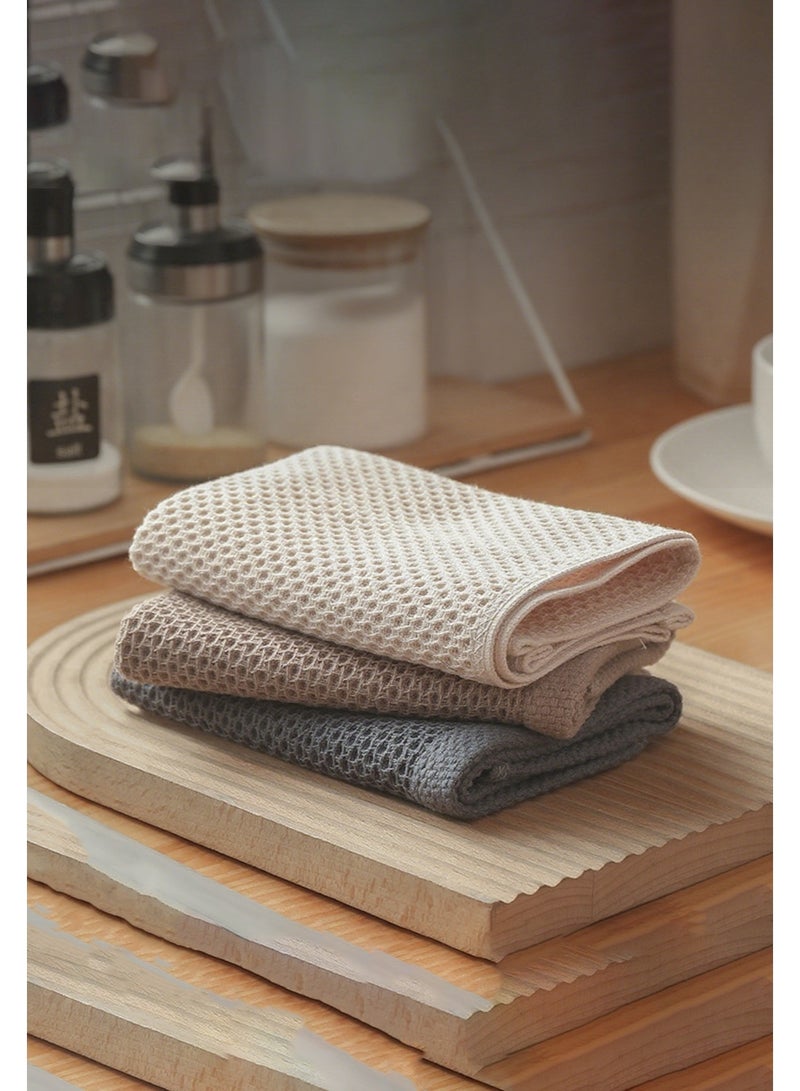 HOMESTAR 100% Cotton Kitchen Dish Cloths, 3 Pack Waffle Weave Kitchen Towels and Dishcloths Sets, Soft and Absorbent Hand Towel Washcloths, Multi Color - Image 1