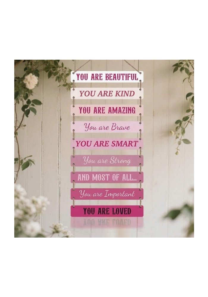 Al Raied ARS Inspirational Quotes Hanging Wooden Sign - Motivational Wall Decor Plaque for Girls Bedroom, Kids Room, Nursery, Home - Image 1