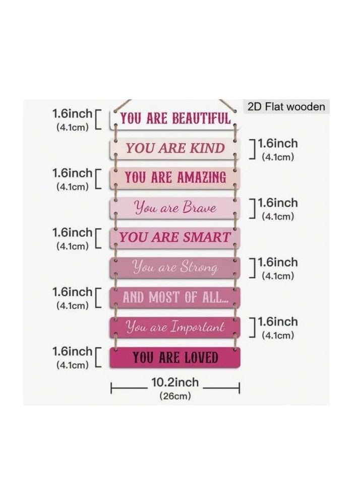 Al Raied ARS Inspirational Quotes Hanging Wooden Sign - Motivational Wall Decor Plaque for Girls Bedroom, Kids Room, Nursery, Home - Image 2