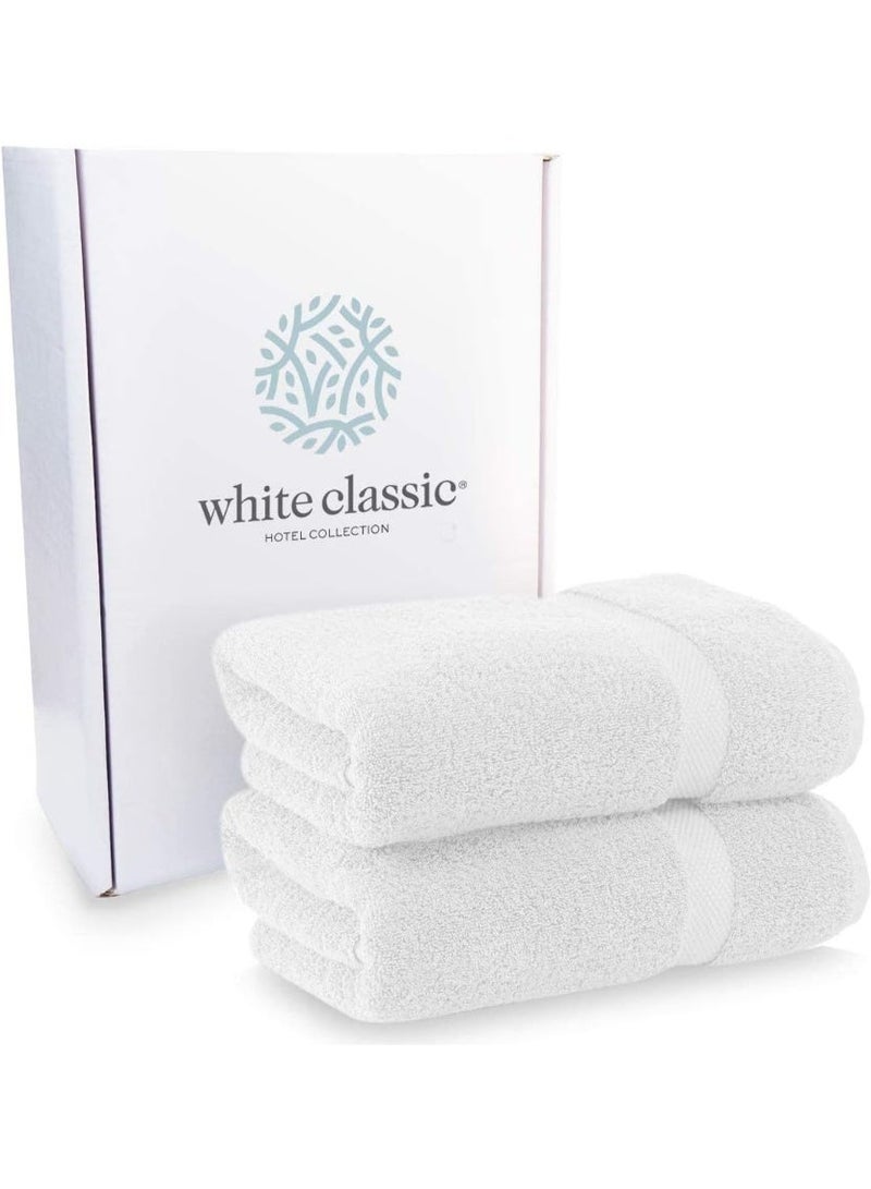 Luxury White Bath Towels Large - Circlet Egyptian Cotton | Highly Absorbent Hotel spa Collection Bathroom Towel | 70*140cm | (White, Pack of 2 Towels) - Image 3