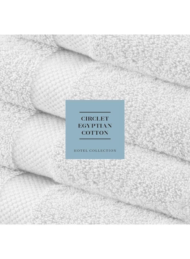 Luxury White Bath Towels Large - Circlet Egyptian Cotton | Highly Absorbent Hotel spa Collection Bathroom Towel | 70*140cm | (White, Pack of 2 Towels) - Image 5