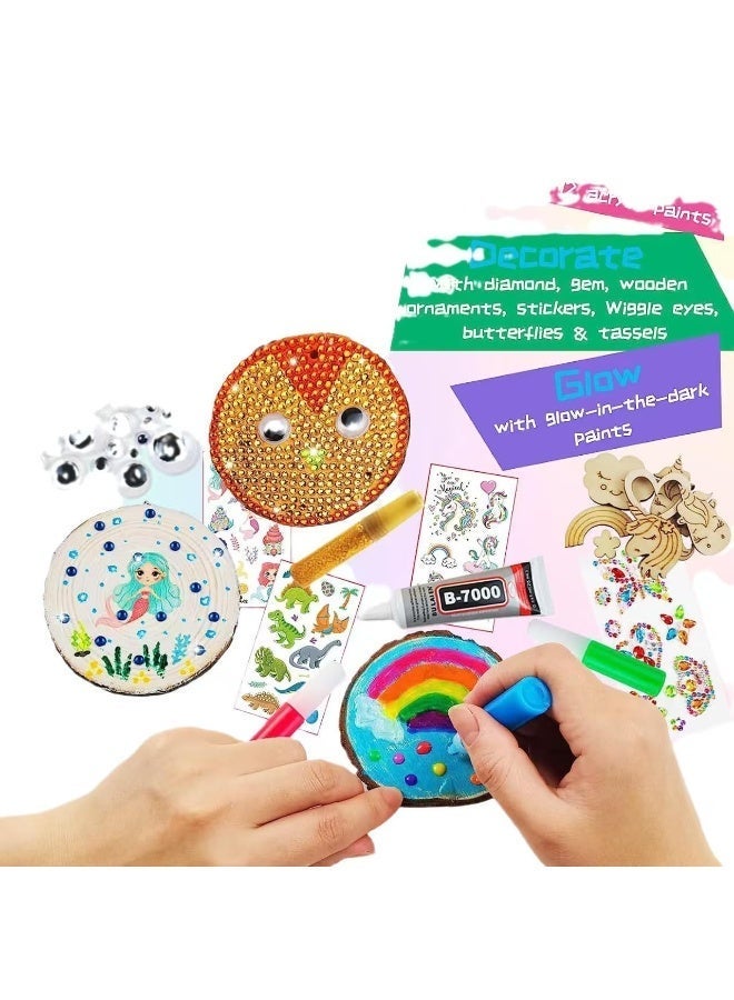 Wooden Painting Set for Kids,DIY Glow in The Dark Arts & Crafts Kits for Boys & Girls5-12 Year Olds,  Birthday Party Favors and Gifts - Image 4