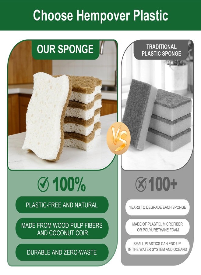 LILAC Natural Cellulose Sponges for Dishes - Ergonomic Non-Scratch Kitchen Scrub Sponges - 100% Biodegradable & Eco-Friendly Cleaning Sponges for Non-Stick Cookware, Bathroom & Household (10 Pack) - Image 5