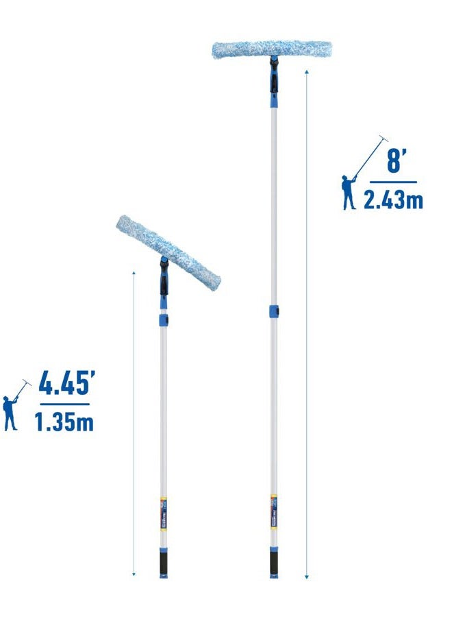 Unger 18" Professional Grip Window Scrubber with 8' Connect & Clean Pole - Image 3
