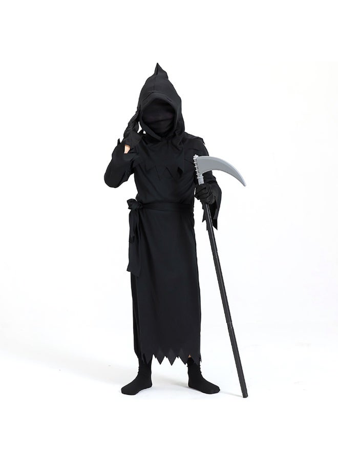 Halloween Kids Grim Reaper Costume, Black Hooded Robe with Scythe for Boys and Girls, Scary Kids Phantom Costume for Fancy Dress Party Stage Performance and Cosplay Props - Image 5
