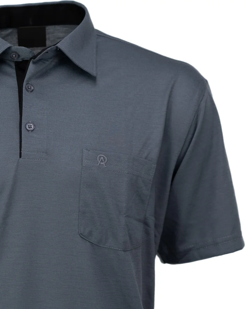 Oppland Men's Pocket Short Sleeve Solid Color Normal Cut Cotton Fabric Shirt Collar T-Shirt
