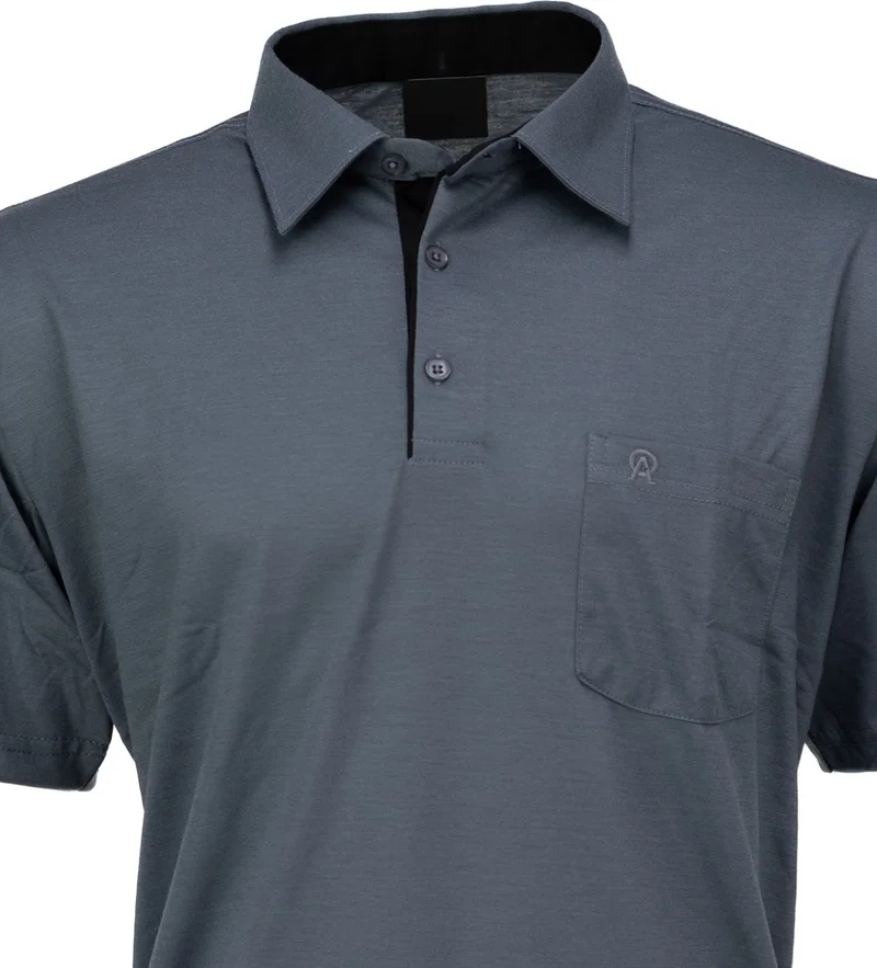 Oppland Men's Pocket Short Sleeve Solid Color Normal Cut Cotton Fabric Shirt Collar T-Shirt