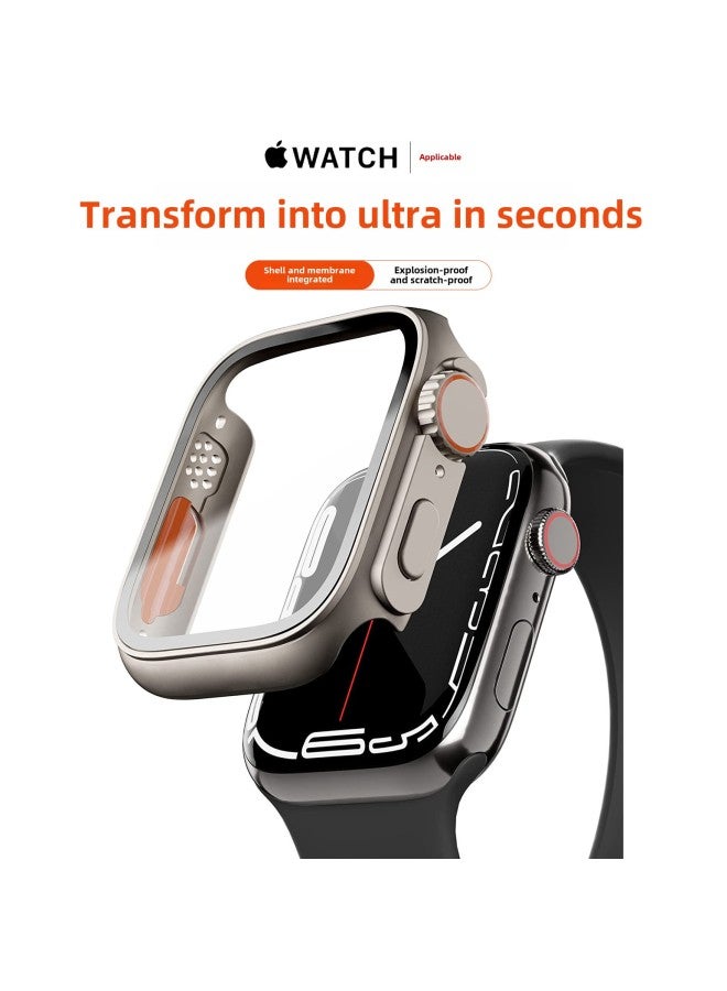 Second Variable Ultra For Iwatch Apple Watch Protective Case S8 Case Film Integrated AppleWatch Tempered Film-Color:Starlight Color-Dimensions:【45mm】change To Ultra In Seconds - Image 2