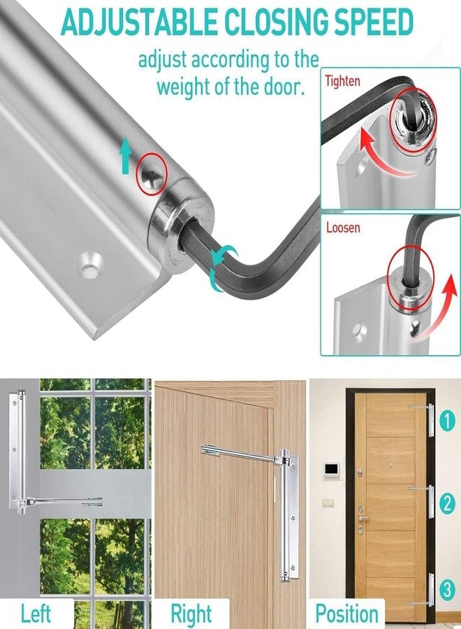 treqis مفصلة إغلاق باب أوتوماتيكية - زنبرك قابل للتعديل، قفل مدمج، تصميم بدون حفر - مثالية للأبواب الداخلية والخارجية، والمكاتب، والشقق، والحمامات، والمداخل - Image 5