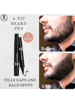 Striking Viking 4-Tip Beard Pencil Filler for Men (2 pack) - Updated Beard Filling Pen Kit with Brush, Long Lasting Waterproof Beard Pen - Fill, Shape, & Define Your Beard - Striking Viking, Black (2 Pens)  - Image 3