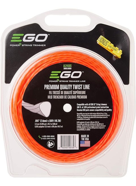 Al2450S 0.095" Premium Quality Twist Line For Ego 15 Inch String Trimmer Orange