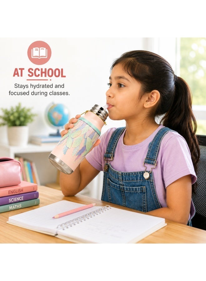 Twisoo Kids Water Bottle 450ml, Stainless Steel Insulated Bottle, 12–24 Hour Hot & Cold, Cartoon Animal Design, Straw Lid for School 316 Stainless Steel Cartoon Animal Lid Double Wall Vacuum - Image 5