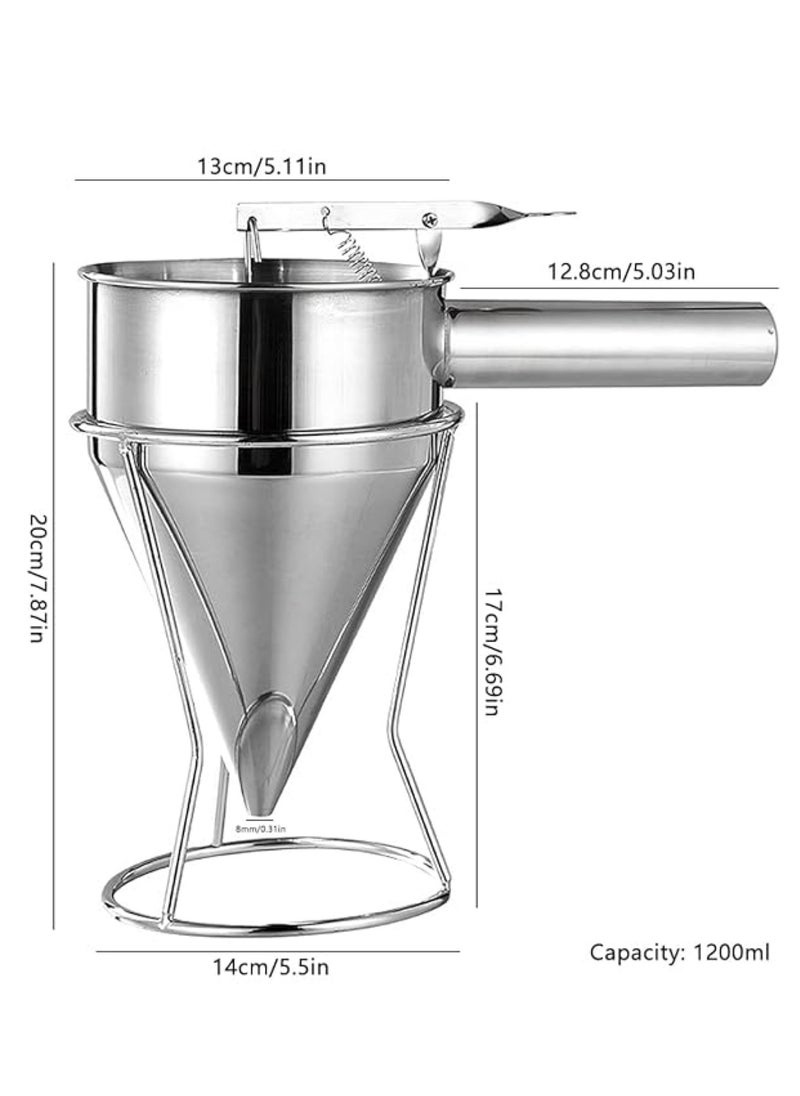 MAXQON Kitchen Pancake Batter Dispenser, Baking Funnel Stainless Steel Cupcake, Crepes, Muffin, Waffles, Chocolate Ball Cake Decorating Tool  - Image 5