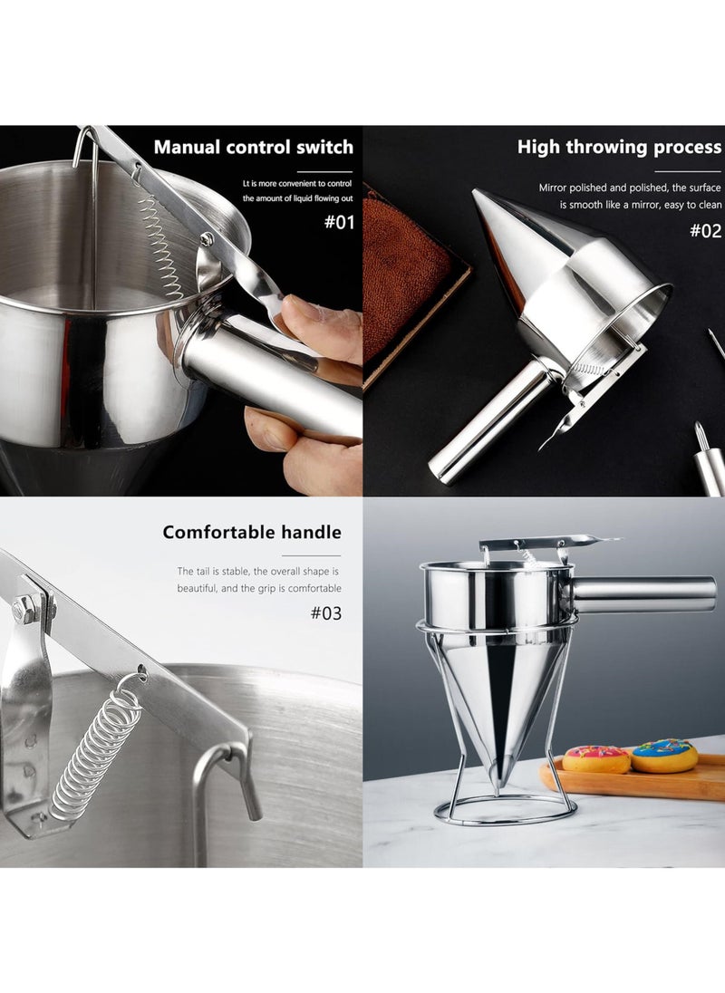 MAXQON Kitchen Pancake Batter Dispenser, Baking Funnel Stainless Steel Cupcake, Crepes, Muffin, Waffles, Chocolate Ball Cake Decorating Tool  - Image 3