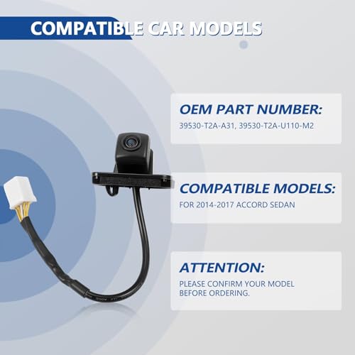 NFSpeeding Backup Camera Rear View Camera Fits for Honda Accord Sedan/ELX/Touring 2014 2015 2016 2017 Parking Assist Camera Replaces OEM 39530-T2A-A21 39530-T2A-U110-M2 590-440 - Image 3