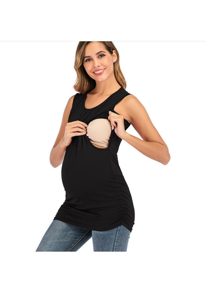 Women's Maternity Nursing Tops 3 Pack Breastfeeding Tank Top Shirt Double Layer Soft Sleeveless Pregnancy Clothes  - Image 4