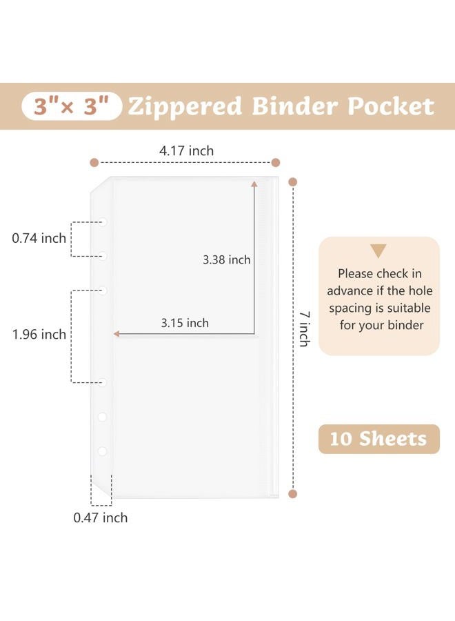 Dajino 10 Pack Multi-Compartment Zippered Binder Pocket Sleeves for 6 Ring A6 Binder - Frosted Divided Zipper Pouch Money Cash Saving Budget Binder Insert Refill Card Page Protector Loose Leaf Bag (2-Pocket) - Image 2