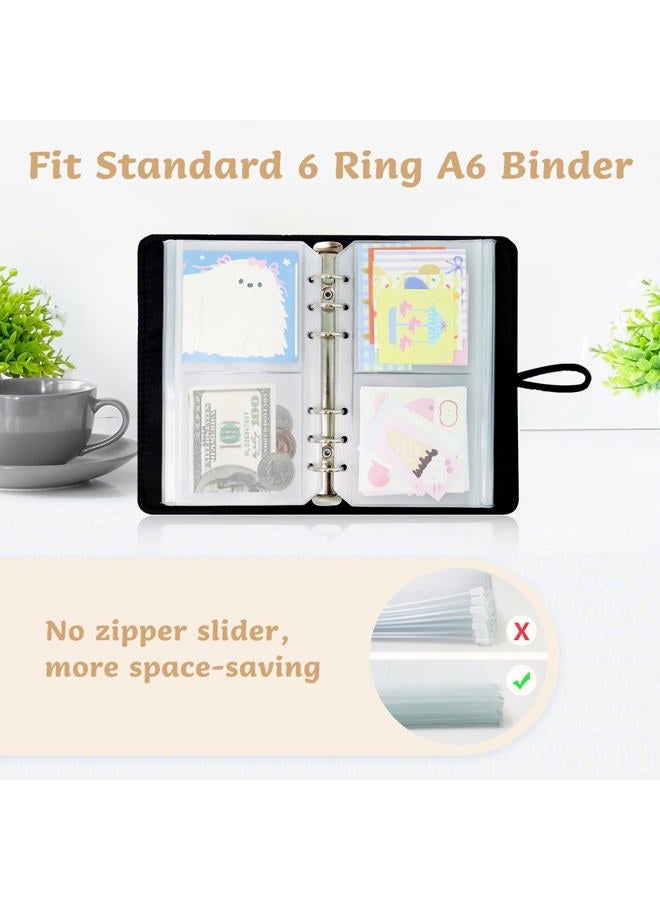 Dajino 10 Pack Multi-Compartment Zippered Binder Pocket Sleeves for 6 Ring A6 Binder - Frosted Divided Zipper Pouch Money Cash Saving Budget Binder Insert Refill Card Page Protector Loose Leaf Bag (2-Pocket) - Image 3