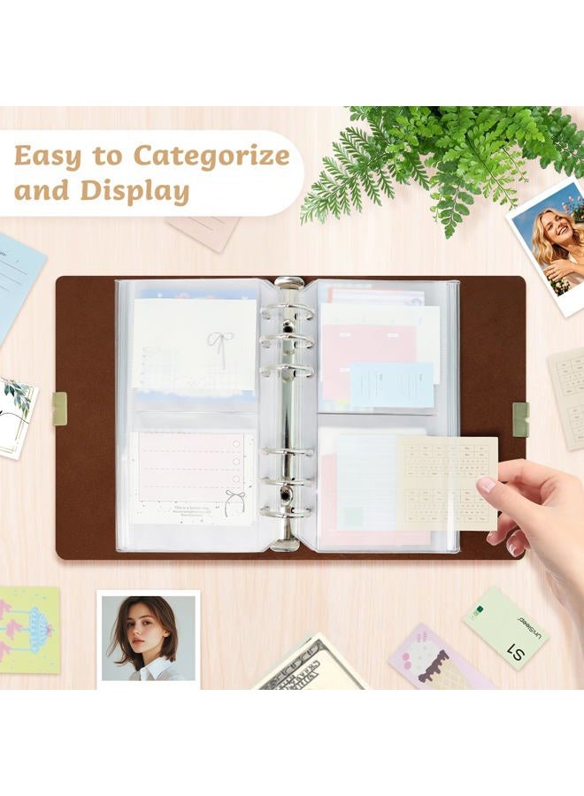 Dajino 10 Pack Multi-Compartment Zippered Binder Pocket Sleeves for 6 Ring A6 Binder - Frosted Divided Zipper Pouch Money Cash Saving Budget Binder Insert Refill Card Page Protector Loose Leaf Bag (2-Pocket) - Image 5