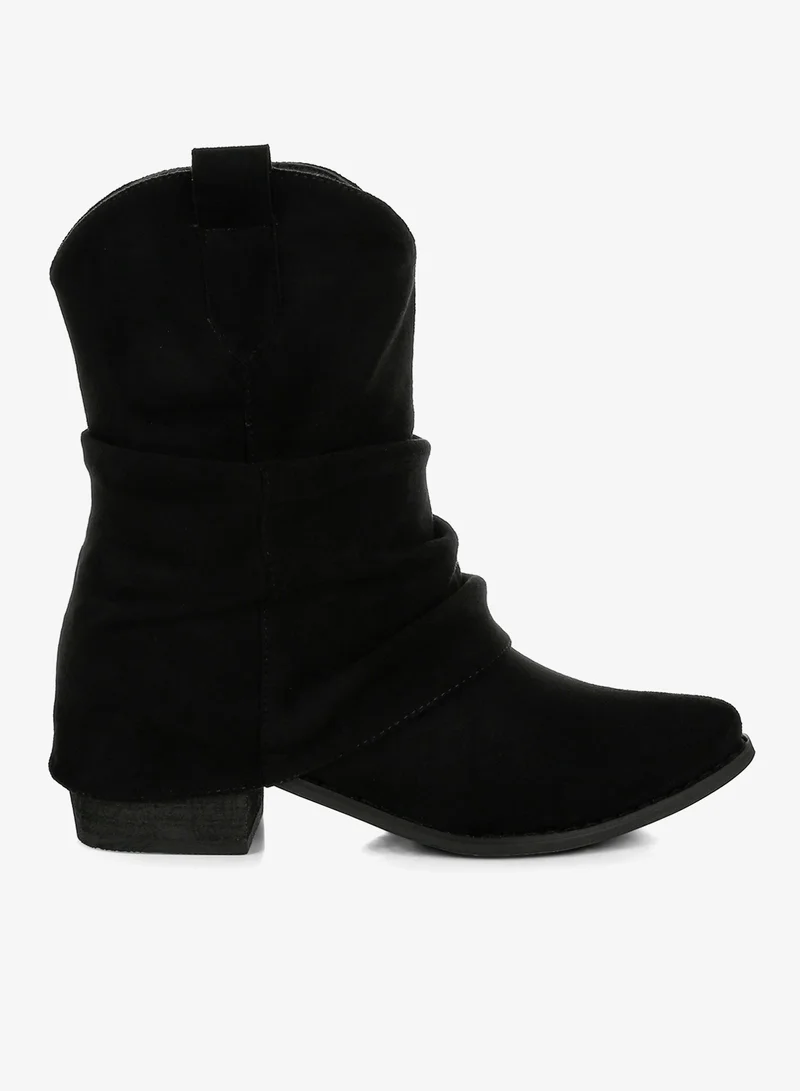 Slouchy Calf Boots in Black
